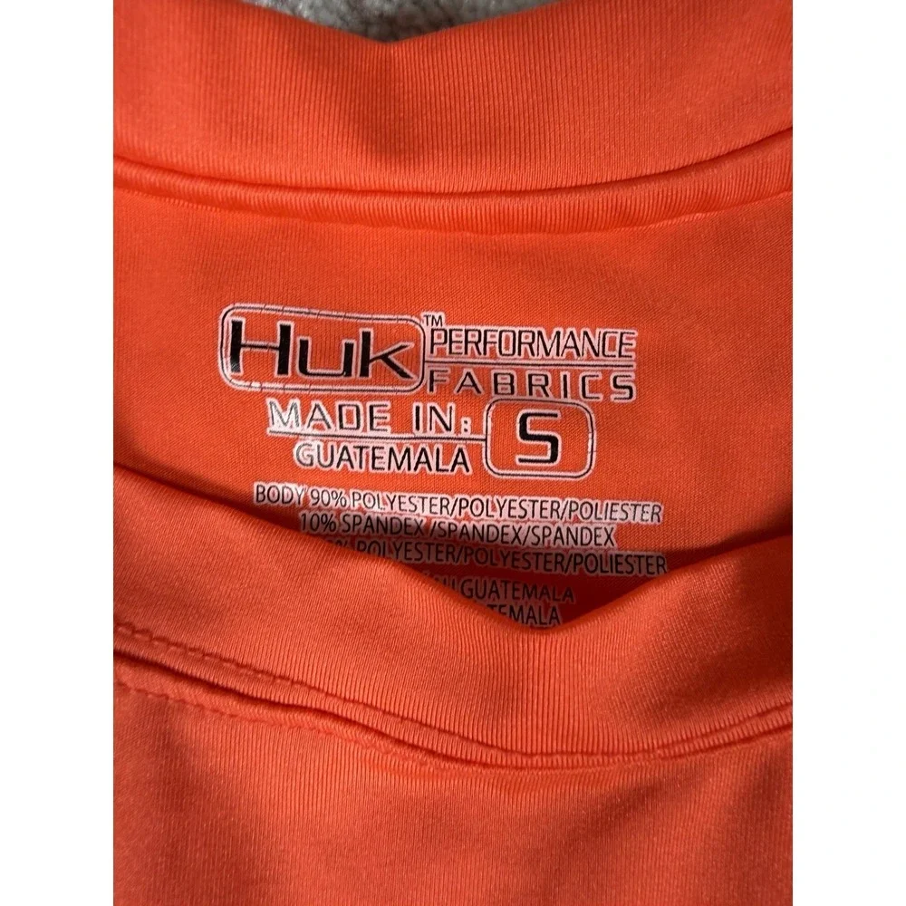 Huk‎ Performance Fishing Shirt Mens S Orange Long Sleeve UPF Polyester Beach Sun